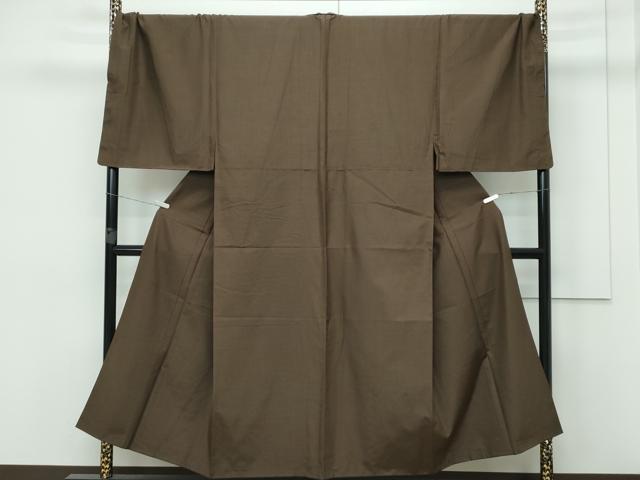 平和屋着物■極上　男性　紬　アンサンブル　キングサイズ　色無地　涅色　逸品　未使用　CZAA3007s5