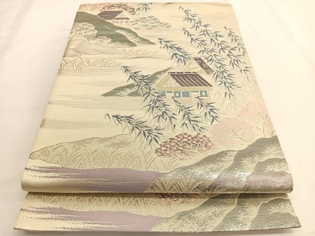 平和屋着物◎六通柄袋帯 唐織 御所解文 金銀糸 正絹 逸品 BAAV9623hv