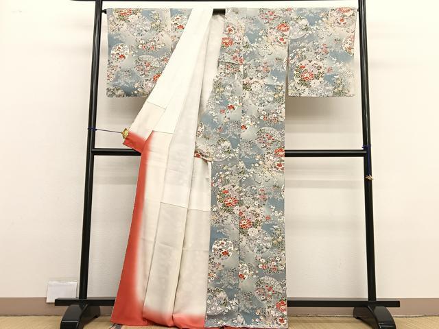 平和屋着物■上質な小紋　花丸亀甲文　暈し染め　鬼しぼ縮緬　正絹　逸品　BAAX2332hv