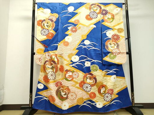 平和屋着物■豪華振袖 駒刺繍 鳳凰草花文 金彩 正絹 逸品 DAAP2733ud 平和屋着物■豪華振袖 駒刺繍 鳳凰草花文 金彩 正絹 逸品 DAAP2733ud
