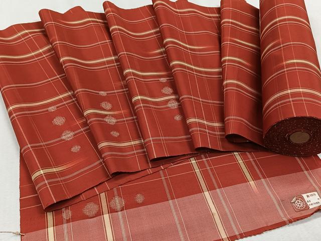 平和屋着物▼西陣　紬　反物　幾何学文　着尺　逸品　未使用　CAAV7430qv