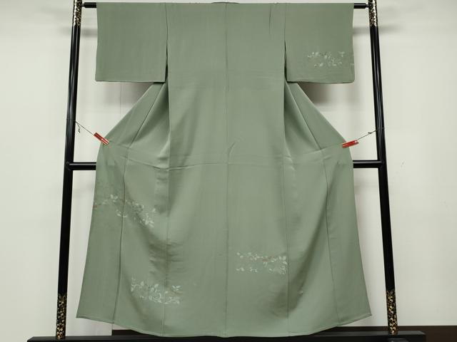 平和屋着物▽訪問着　単衣　舞蝶花唐草文　正絹　逸品　CAAW2802ut