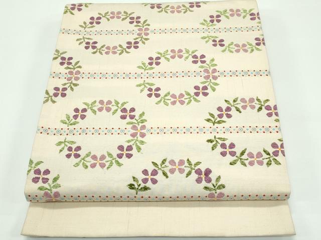 平和屋着物■極上　六通柄袋帯　唐織　杉村　花丸文　浅黄色地　逸品　CZAA4353s5