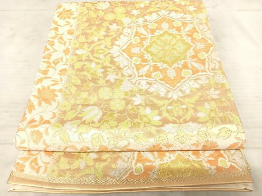 平和屋着物◎六通柄袋帯 正倉院花文 金糸 正絹 逸品 AAAY2186yx 平和屋着物◎六通柄袋帯 正倉院花文 金糸 正絹 逸品 AAAY2186yx