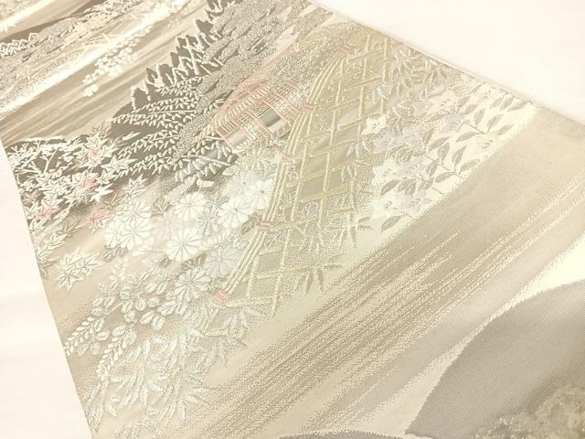 平和屋の平和屋着物◎六通柄袋帯 風景文 プラチナ箔二重織 正絹 逸品 AABB2816yx｜アングル2