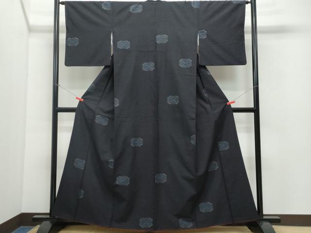 平和屋着物●結城紬　80亀甲　飛び亀甲柄　菱文　正絹　逸品　CAAV6718vf