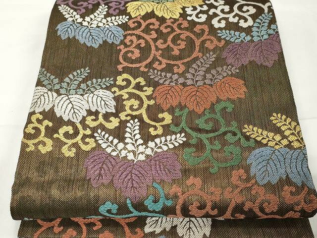 平和屋着物▽スリーシーズン　春夏秋　六通柄袋帯　唐織　舞衣　桐唐草文　金糸　正絹　逸品　CAAX9271yk