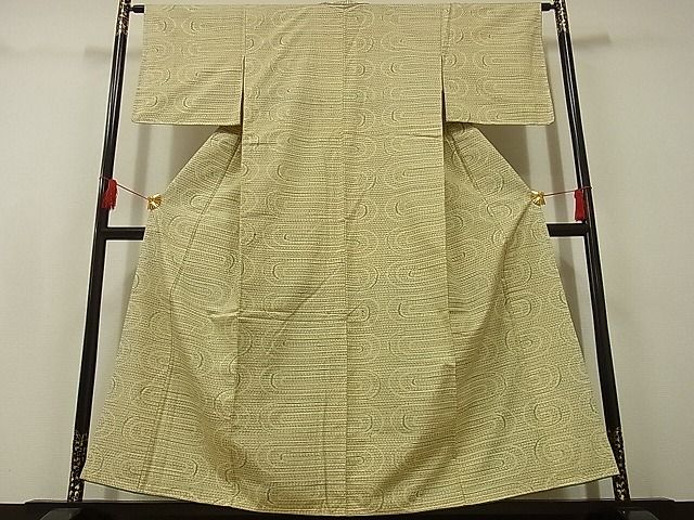 平和屋着物◆上質な紬　亀甲絣　幾何学　着丈155.5cm　裄丈63cm　正絹　逸品　未使用　mop2708