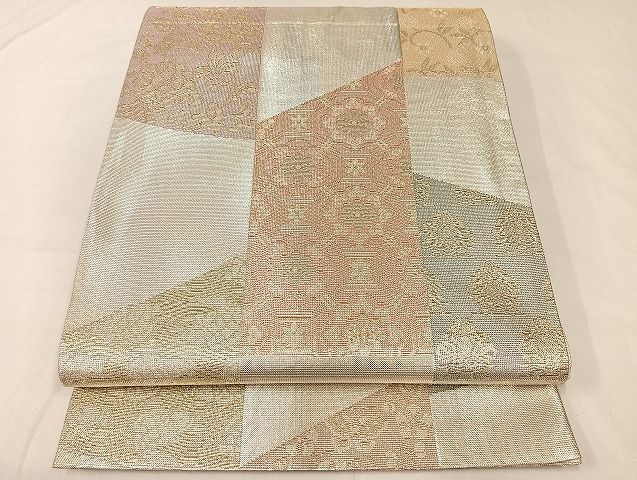 平和屋着物◎佐賀錦 六通柄袋帯 切嵌花文 金銀糸 正絹 逸品 AAAI6405Bnp