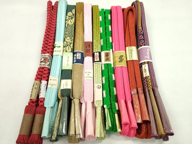 Folding Fan - 平和屋着物●和装小物　帯締め10本セット　高麗組　笹浪組　御岳組　堅牢草木染　金糸　逸品　未使用　CABF7280ju