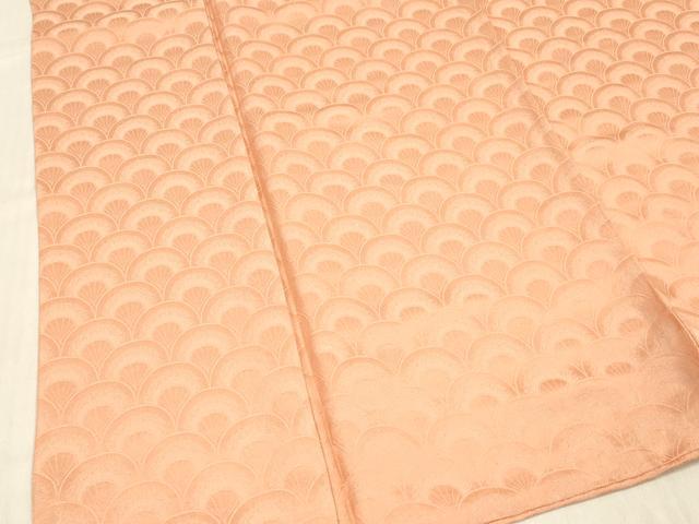 Rakuten - 平和屋着物■上質な色無地　青海波地紋　曙色　正絹　逸品　DABB3913cm