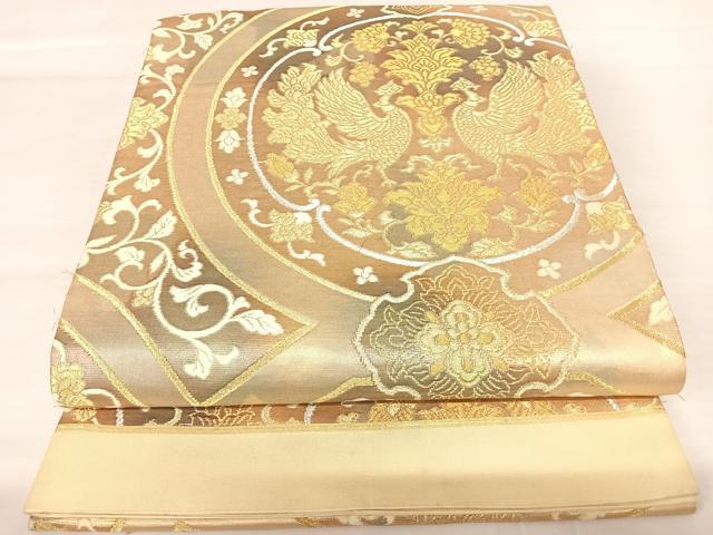 平和屋着物◎六通柄袋帯　鳳凰花文　金銀糸　正絹　逸品　AABB2848yx