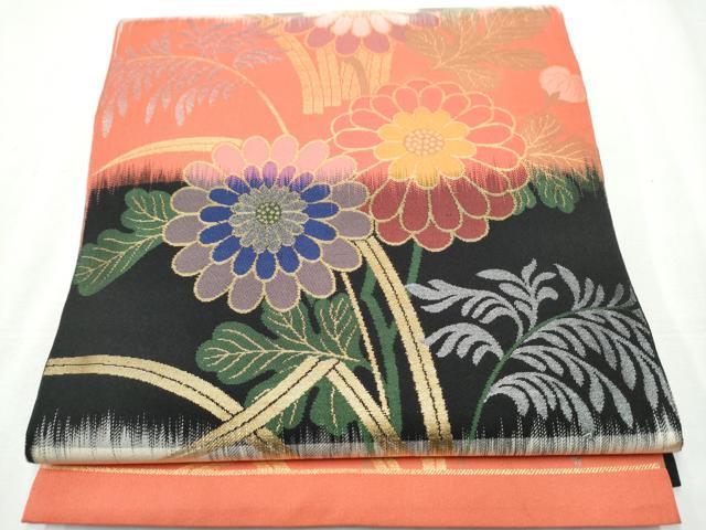 平和屋着物●織物一筋名門　織悦　全通柄　本袋帯　菊　金銀糸　正絹　逸品　CABA4825hy