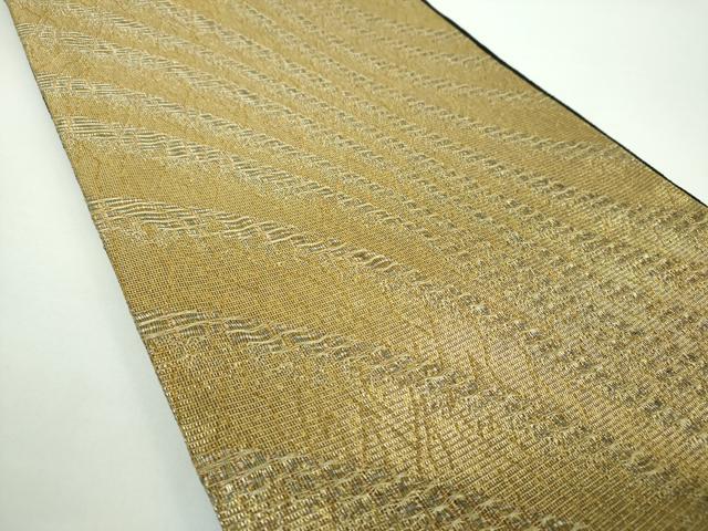 平和屋着物●染色作家　草野一騎　全通柄袋帯　斜線文　金糸　正絹　逸品　未使用　DAAX4584ps