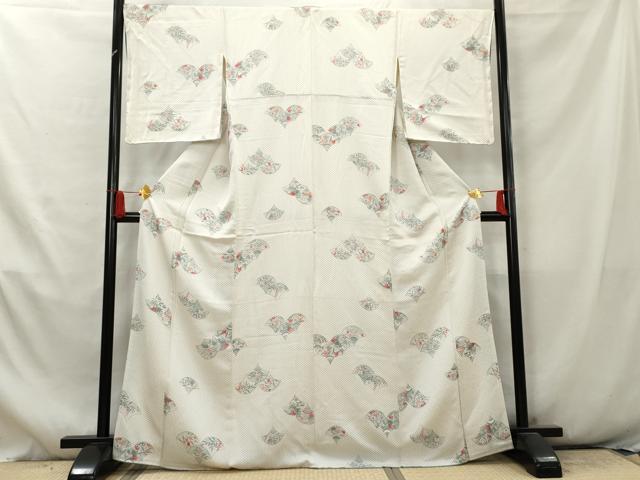 平和屋着物■上質な小紋　扇面花文　正絹　逸品　AABB4227cs