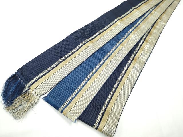 平和屋着物●男性　本場筑前博多織　角帯　間道　正絹　逸品　CABF8611hy