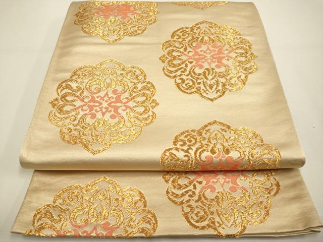 平和屋着物◎六通柄袋帯　宝相華　金糸　正絹　逸品　DAAX2864du