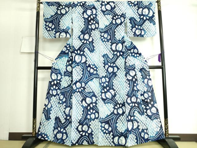 平和屋着物∴極上　夏物　浴衣　有松鳴海絞り　杜若　綿　逸品　DZAA20131kh5