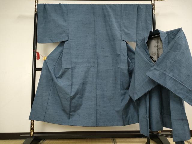 平和屋着物■男性 紬 アンサンブル 薄縹色 正絹 逸品 AAAQ3576ja