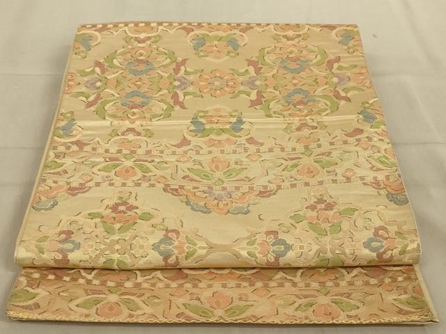 平和屋着物◎六通柄袋帯　更紗花文　金糸　正絹　逸品　AABB5172ou