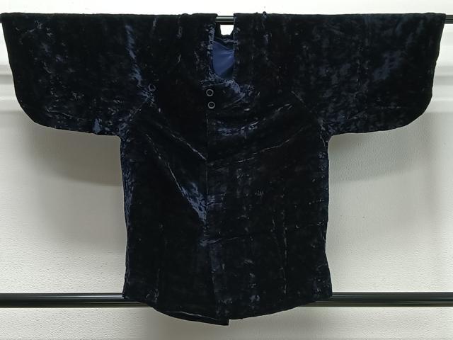 Kimono - 平和屋着物∞和装コート　ベロア　黒紅色　正絹　逸品　CABD4627ua