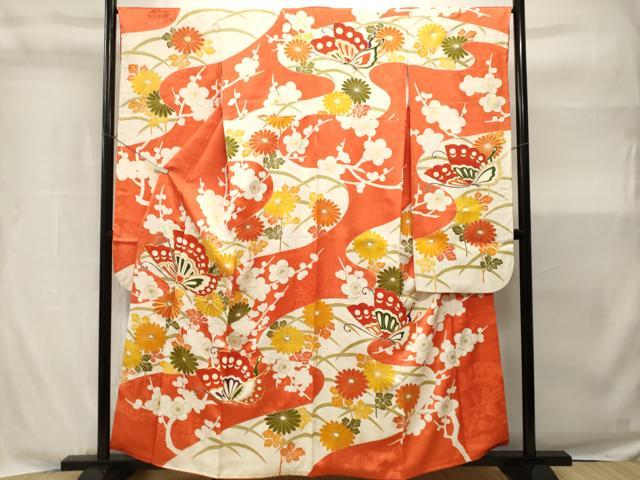 Rakuten - 平和屋着物■豪華振袖　駒刺繍　枝花舞蝶文　金彩　正絹　逸品　CABH9039ev
