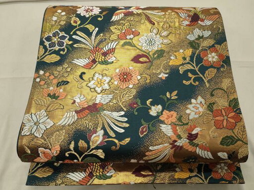 平和屋着物◎六通柄袋帯 唐織 花鳥文 金糸 引箔 正絹 逸品 CAAO4235qe 平和屋着物◎六通柄袋帯 唐織 花鳥文 金糸 引箔 正絹 逸品 CAAO4235qe