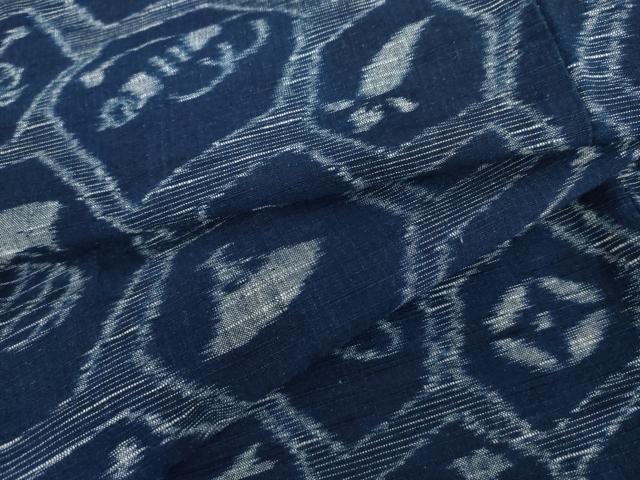 平和屋着物●久留米絣　単衣　亀甲吉祥文　綿　逸品　A