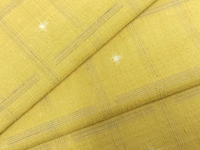 平和屋着物▽上質な紬 単衣 格子 正絹 逸品 AABD0300fy