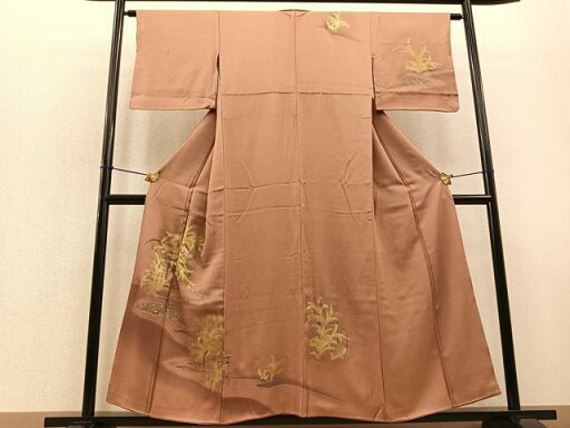 平和屋着物■訪問着 流水籬草葉文 暈し染め 金彩 正絹 逸品 BAAQ5319gt 平和屋着物■訪問着 流水籬草葉文 暈し染め 金彩 正絹 逸品 BAAQ5319gt