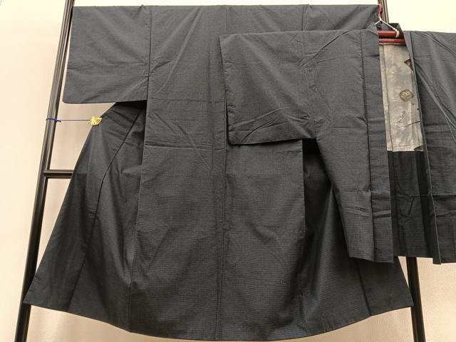 平和屋着物■男性 紬 アンサンブル 格子柄 正絹 逸品 BAAR0985hv