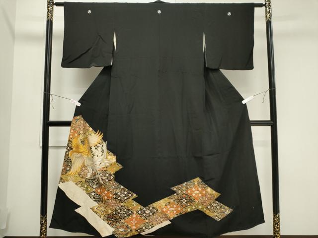 平和屋着物■豪華黒留袖 刺繍 鳳凰吉祥文 金彩 正絹 逸品 CAAV0881ou