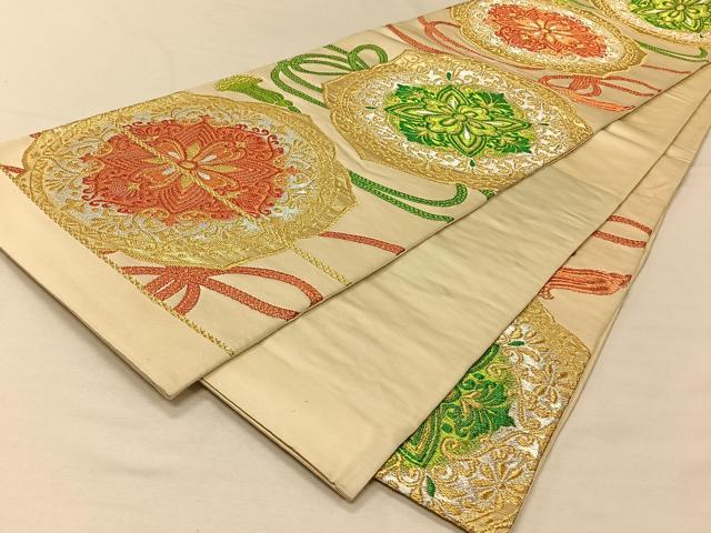 平和屋の平和屋着物◎六通柄袋帯 結び紐花文 金銀糸 正絹 逸品 CAAV7292qv｜アングル3