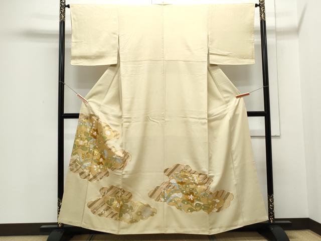 平和屋着物▼豪華色留袖 駒刺繍 雲重ね花文 金彩 正絹 逸品 CABB7038th