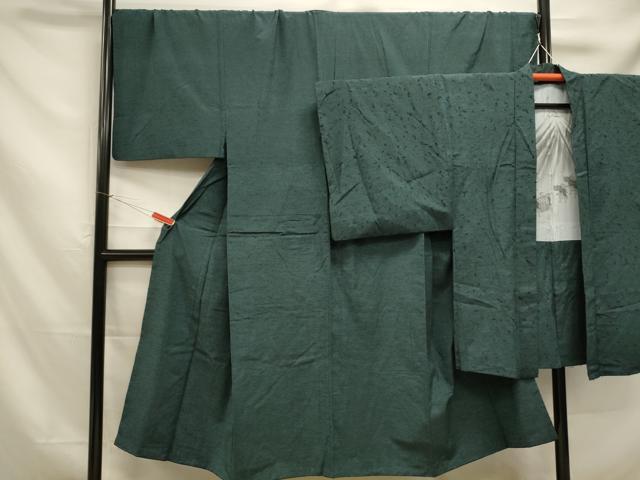 平和屋着物■男性 紬 アンサンブル 高麗納戸色 正絹 逸品 DAAQ0059op