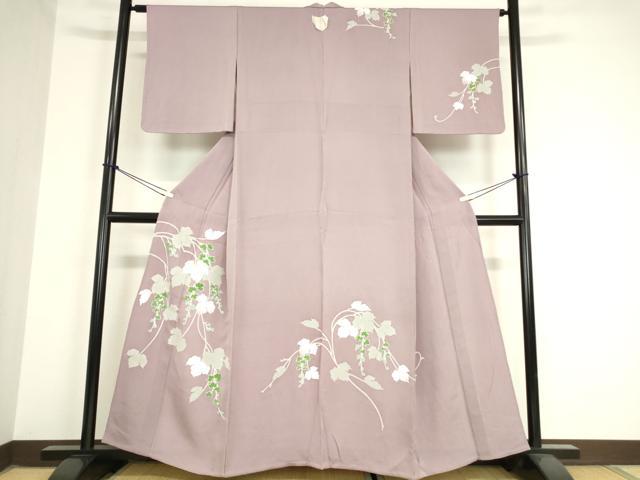 平和屋着物▽訪問着　単衣　蔦の葉文　銀彩　伊と幸　反端付き　正絹　逸品　未使用　DAAX3022azのサムネイル