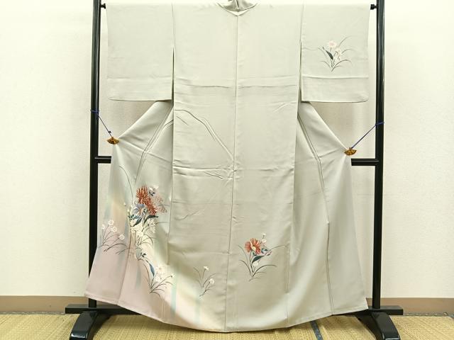 平和屋着物■訪問着 手描き 草花文 暈し染め 金彩 正絹 逸品 BAAQ1126me