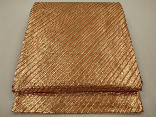 乐天商城 - 平和屋着物◎全通柄袋帯　斜線文　金糸　正絹　逸品　CAAV0128qe