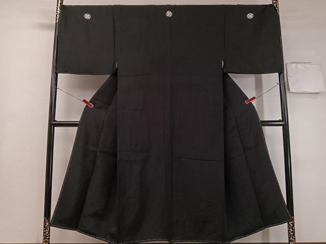 平和屋着物●男性　黒紋付　キングサイズ　正絹　逸品　CABC9993vp