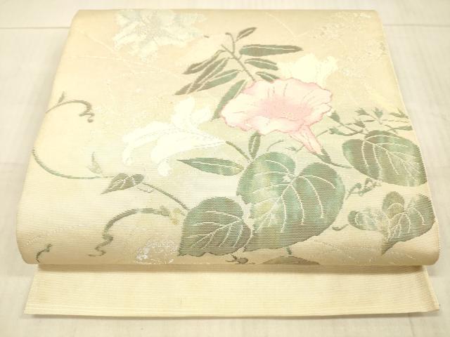 ■■■　サイズ　■■■ 長さ 426cm 幅 30cm程 ■■■　商品詳細　■■■ 【正絹】 状態は接写画像のように表地所々・裏地に薄い汚れがございます。 大変上質な逸品になりますのでぜひお手入れをされてお召しになられてはいかがでしょうか。 お安く出品致しますので、是非この機会にいかがでしょうか？ ■■■　注意事項　■■■ ■モニター発色の具合により色合いが異なる場合がございます。 ■寸法は多少の誤差が生じる場合がございますのでご了承ください。 ■縫込みの長さが左右非対称の場合は短い部分を記載しております。 左右非対称であってもご返品・お値引き等の保証は出来かねますので、ご了承の上ご購入をお願い致します。 ■シミ等のチェックには注意を払っておりますが、見落としがある場合もございますし、個人の見解も様々ですので神経質な方のご購入はお控えください。 ■箪笥に入っておりました着物や帯なので畳みシワや匂いがあるものもございます。 ■お休みは基本的に土日祝となりますが、その他臨時でお休みする場合がございますのでご了承ください。 ■商品の発送は平日のみの発送となります。 ■夜間と土曜、日曜日はお問い合わせの回答が遅れる場合がございます。 ■当店では、お直し、紋入れ、お手入れ等は承っておりません。 ■生地の状態（ヤケ、経年劣化等）によってはサイズ直しが出来ない場合がございます。 その点もどうかご了承のうえ、ご購入をお願いいたします。 ■弊社で取り扱う商品は一点ものにつき、時期や在庫状況に応じて金額が変更となる場合がございます。 ■検針は行っておりません。予めご了承いただきますようお願いいたします。 ■【洗える着物】と記載のある商品におきましては、商品お届け後に洗濯を行ってしまってからのご返品にはご対応しかねます。 念の為、専門店でのお手入れをお願いいたします。 ■着物のサイズ目安は下記を参考ください↓ ＜女性着物＞　お端折り次第で＋5?　−10?が着用可能サイズ 　例）身丈170?の場合、身長160?〜175? ＜男性着物＞　身丈＋約25?〜27?程が適応身長 　例）身丈155?の場合、身長180〜182?