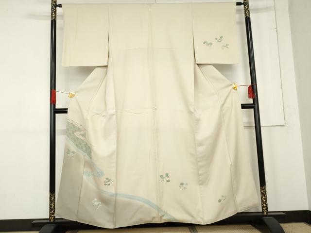 平和屋着物●訪問着　枝葉文　暈し染め　正絹　逸品　AABE5242cs