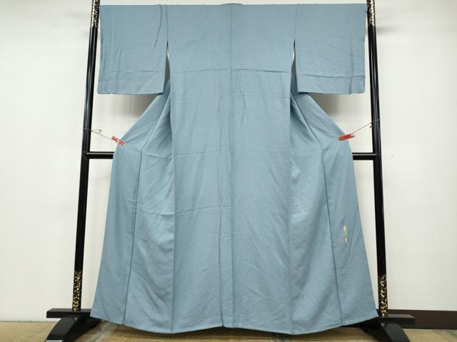 平和屋の平和屋着物●本草木染作家　瑞寶　色無地　霞地紋　浅縹色　鈴乃屋扱い　正絹　逸品　CABD7369ut｜アングル2
