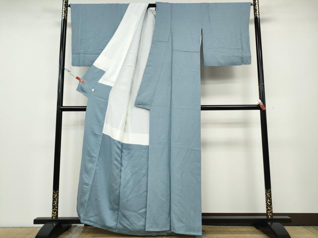 平和屋の平和屋着物●本草木染作家　瑞寶　色無地　霞地紋　浅縹色　鈴乃屋扱い　正絹　逸品　CABD7369ut｜アングル3