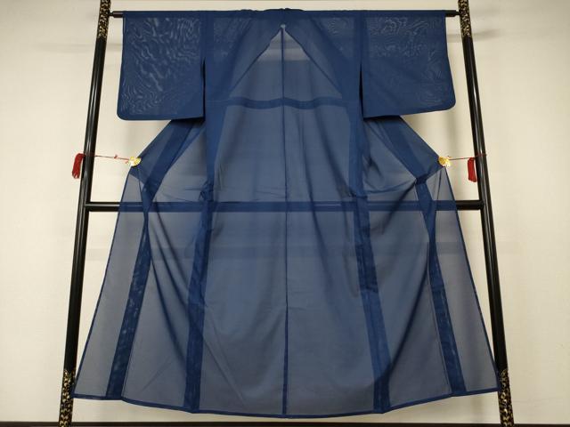 平和屋着物＊夏物 色無地 絽 留紺色 洗える着物 AAAX9976jd