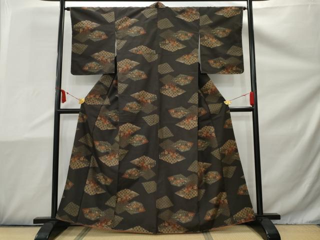 平和屋着物■上質な紬 草花文 正絹 逸品 AAAY7620nf