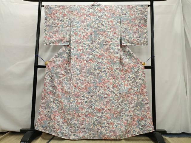 平和屋着物■上質な小紋 風景花文 正絹 逸品 AAAY7622nf