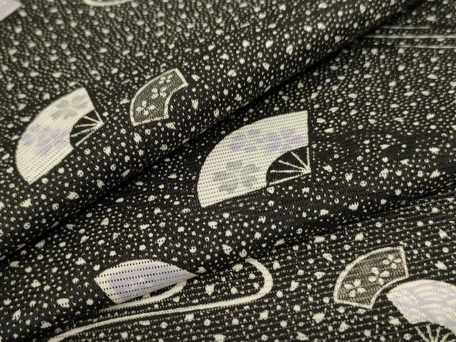 平和屋着物＊夏物 小紋 絽 流水扇面桜文 洗える着物 AAAY7645jd