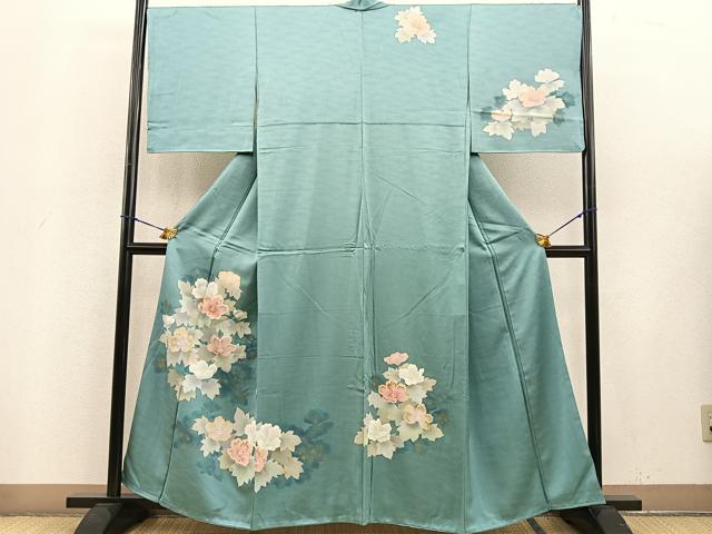 平和屋着物■訪問着 ハイビスカス 金彩 正絹 逸品 BAAQ0675ct
