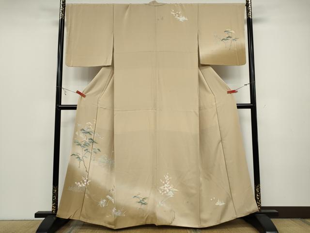 Kimono - 平和屋着物●訪問着　友禅　風景草花文　暈し染め　正絹　逸品　CABC2193ut
