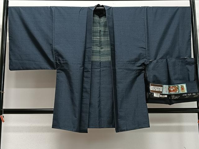 平和屋着物∞男性　羽織　本場大島紬　格子　証紙付き　正絹　逸品　CABD4642ua